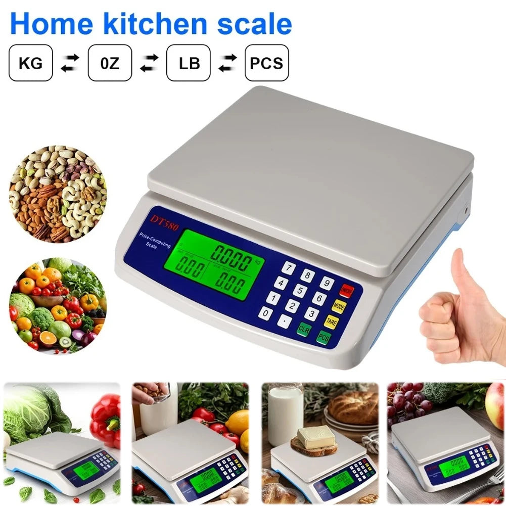 Alloet Commercial Food Scale LCD Display for Meat and Vegetables