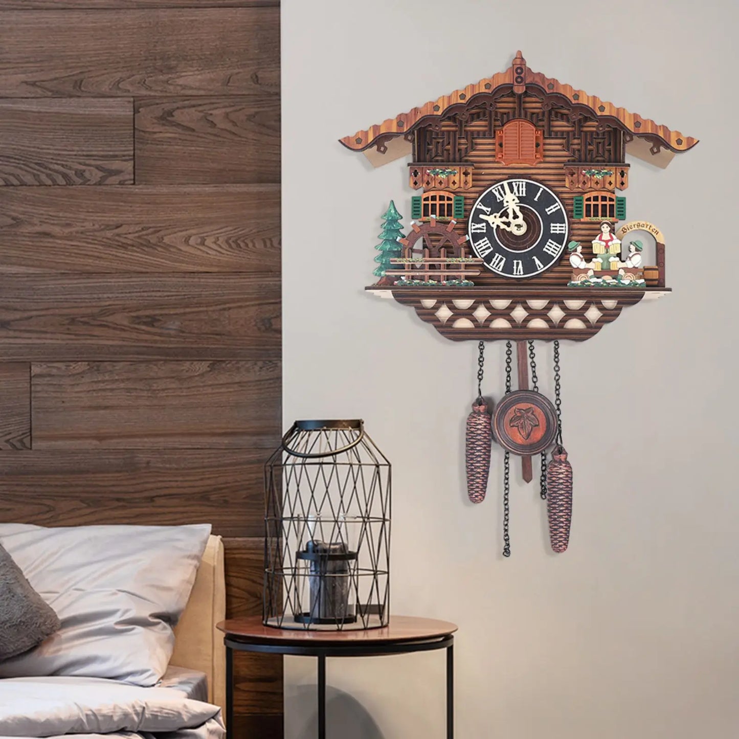 Combination Bird Cuckoo Wall Clock With Auto Wings