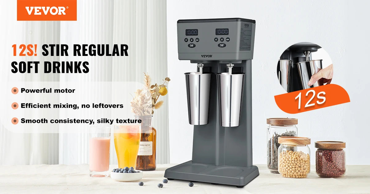 VEVOR Dual Head Milk Shake Maker 375W Commercial Blender