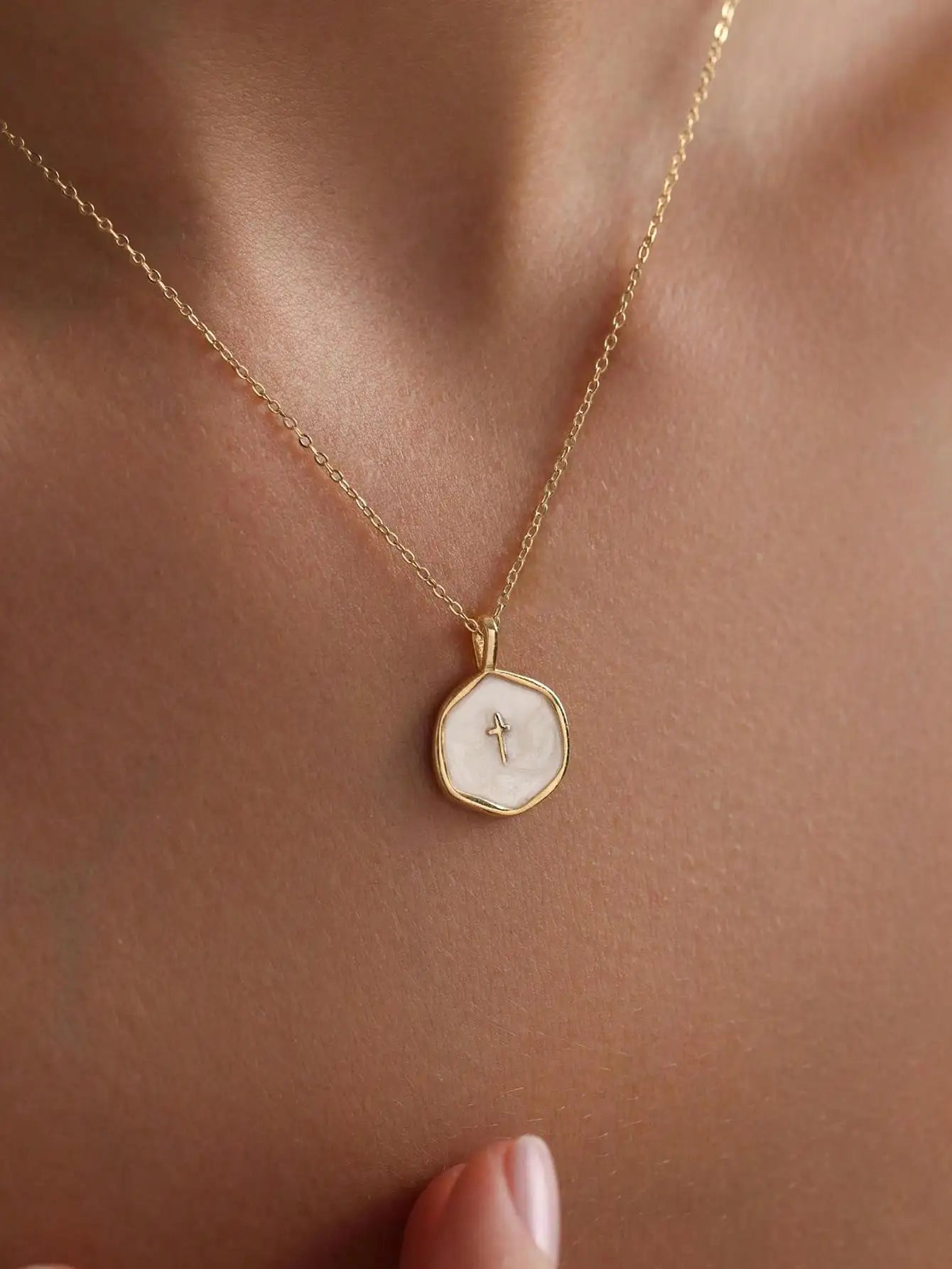 Gold Plated Cross Pendant Necklace For Women Minimalist Religious Jewelry