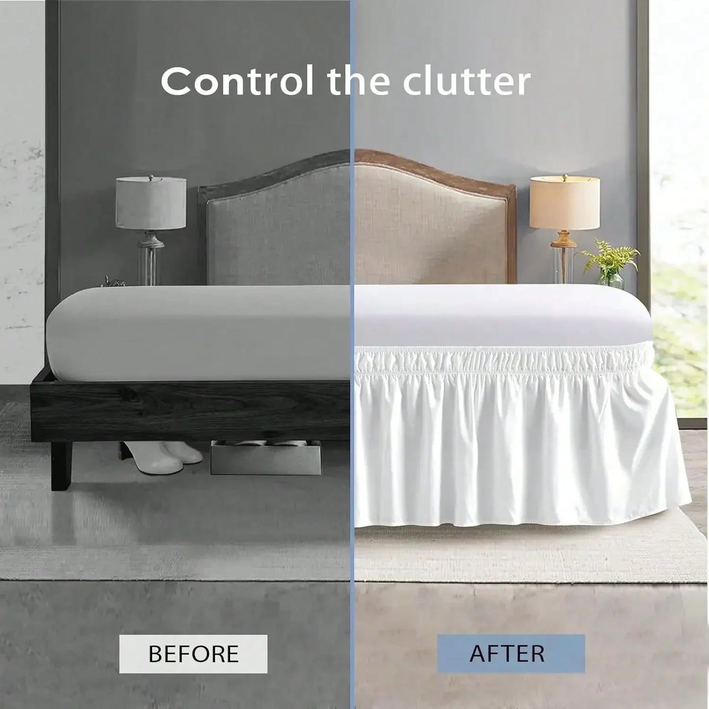 NONECN Breathable Dustproof Bed Skirt For Bedroom And Guest Room