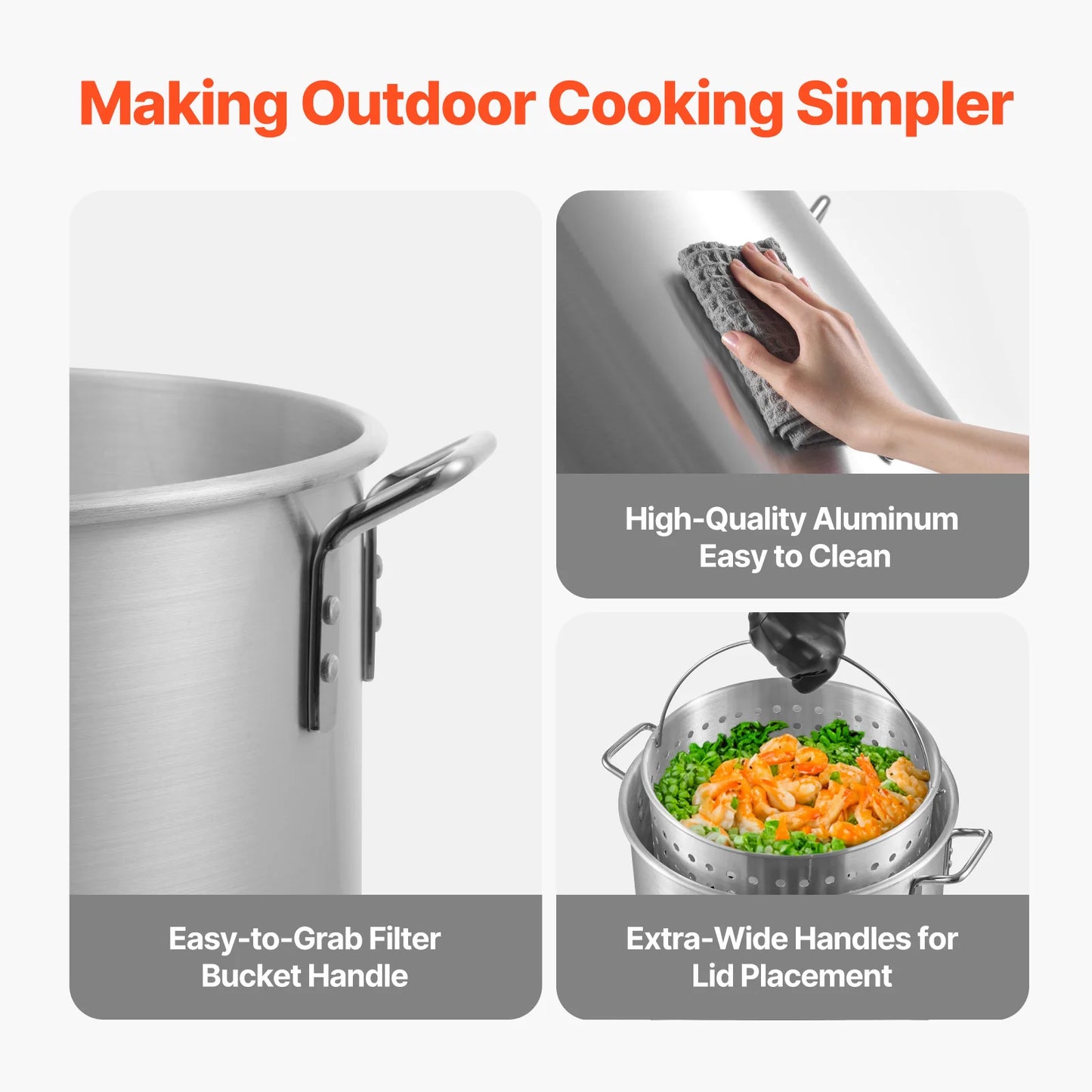 SucceBuy Seafood Boiling Kit With Strainer Steamer Stockpot Rack
