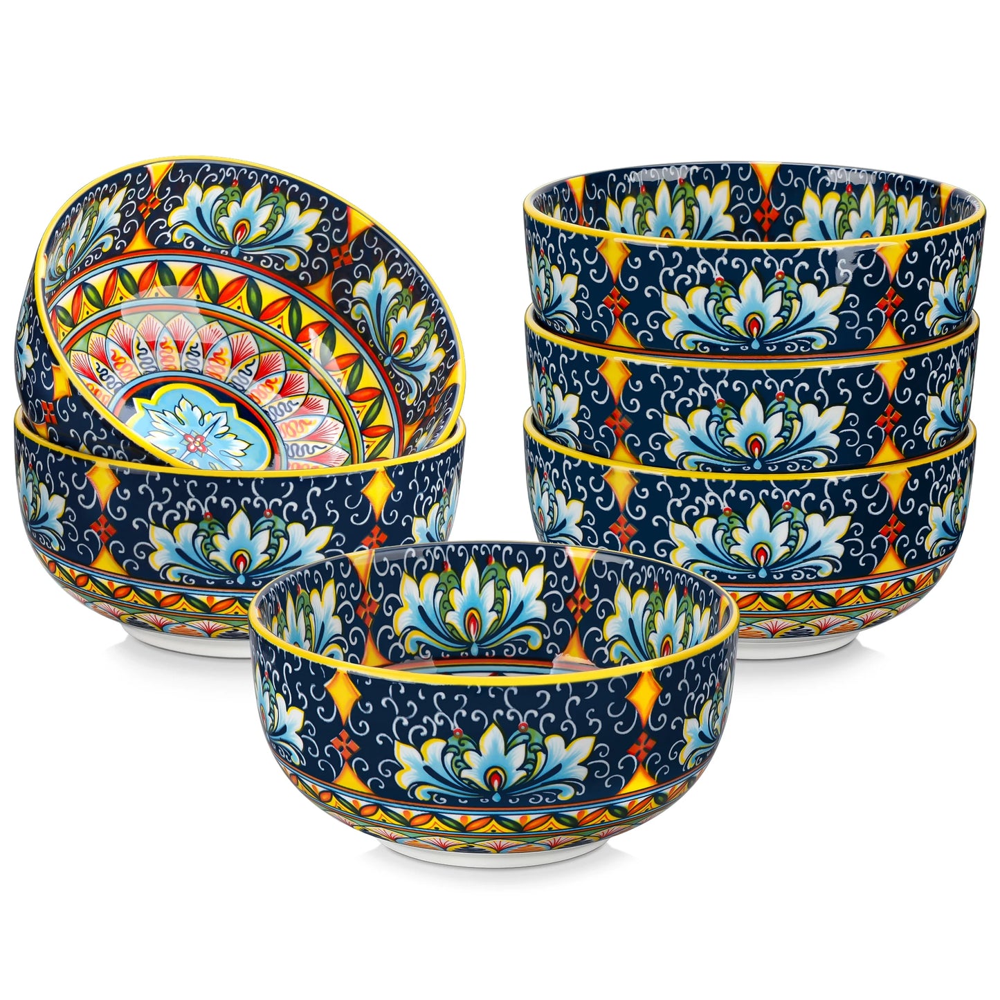 Malacasa Ceramic Cereal Bowls Set For Salad Pasta Rice