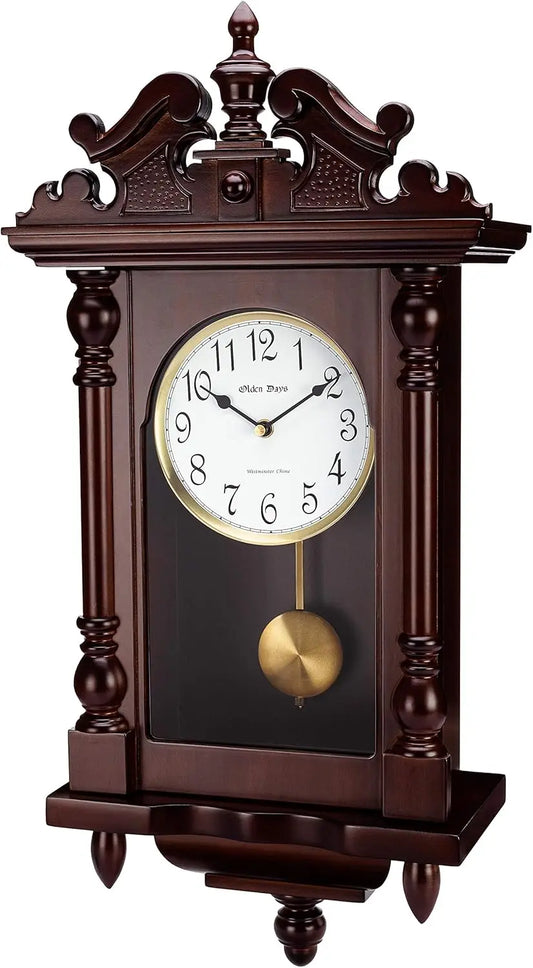 DUTRIEUX Vintage Wall Clock With Real Wood Pendulum Westminster Chimes
