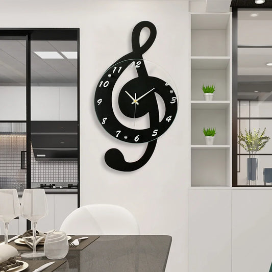 Musical Note Wall Clock Modern Silent NonTicking Quartz Movement