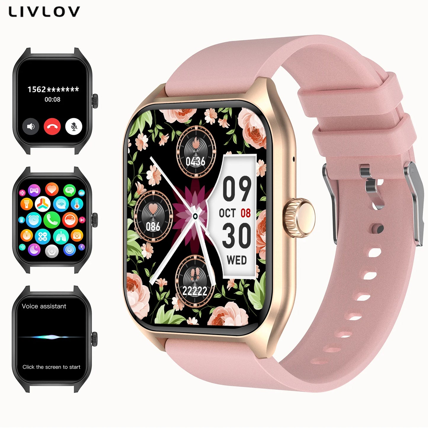 LIVLOVCP AI Voice Smart Watch Men Women Activity Tracker HeartRate