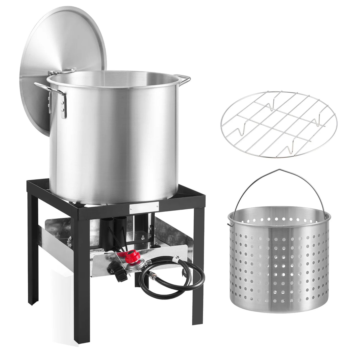 SucceBuy Seafood Boiling Kit With Strainer Steamer Stockpot Rack