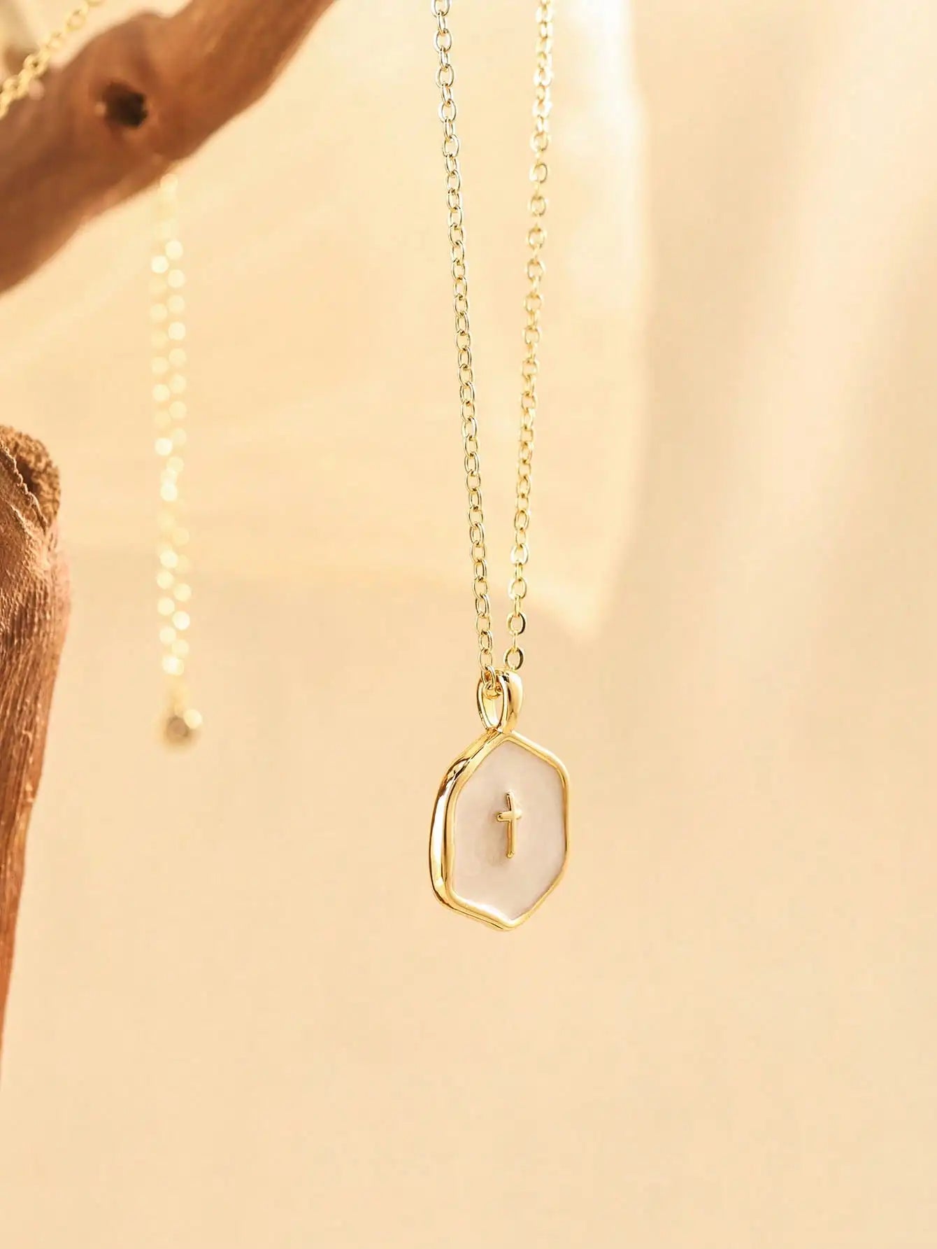 Gold Plated Cross Pendant Necklace For Women Minimalist Religious Jewelry