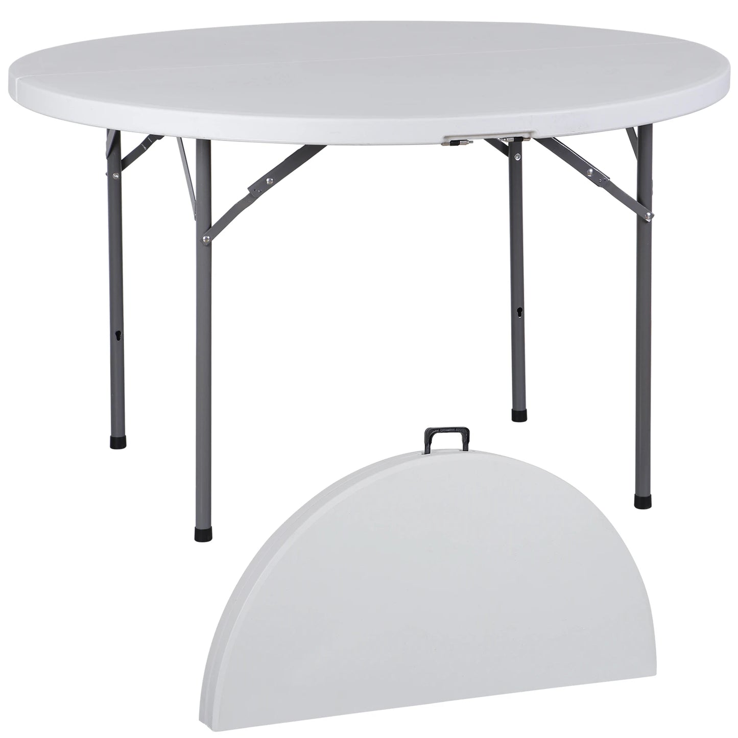 Round Folding Card Table Indoor Outdoor Portable Plastic Camping Table