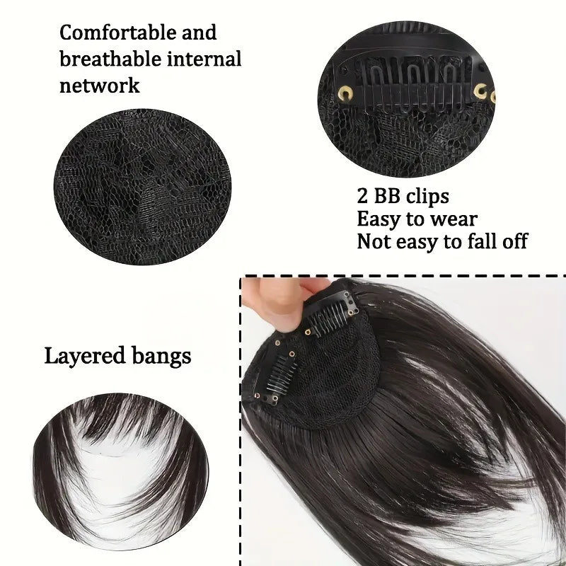 Synthetic Hair Clip In Bangs With Wispy Fringe And Sideburns