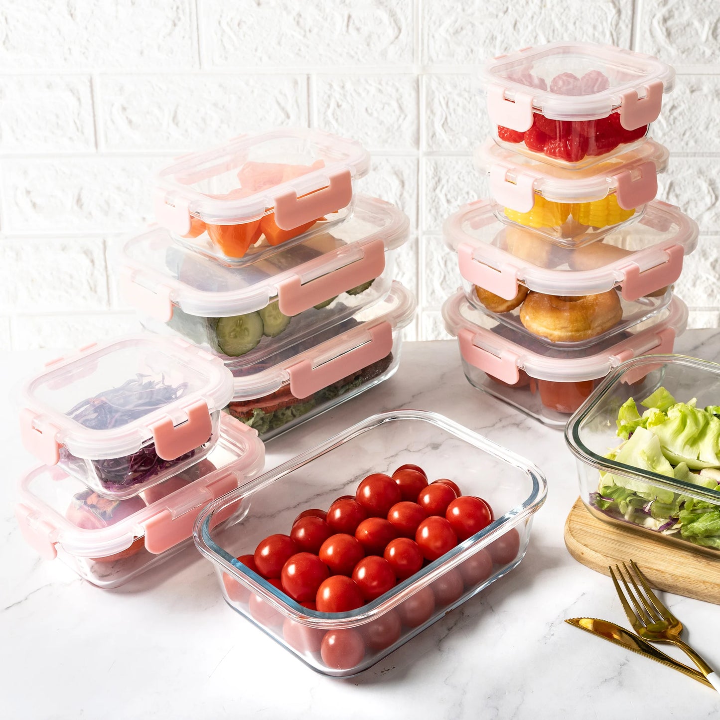 Glass Food Storage Containers Set Leakproof Airtight BPA Free Microwave Safe