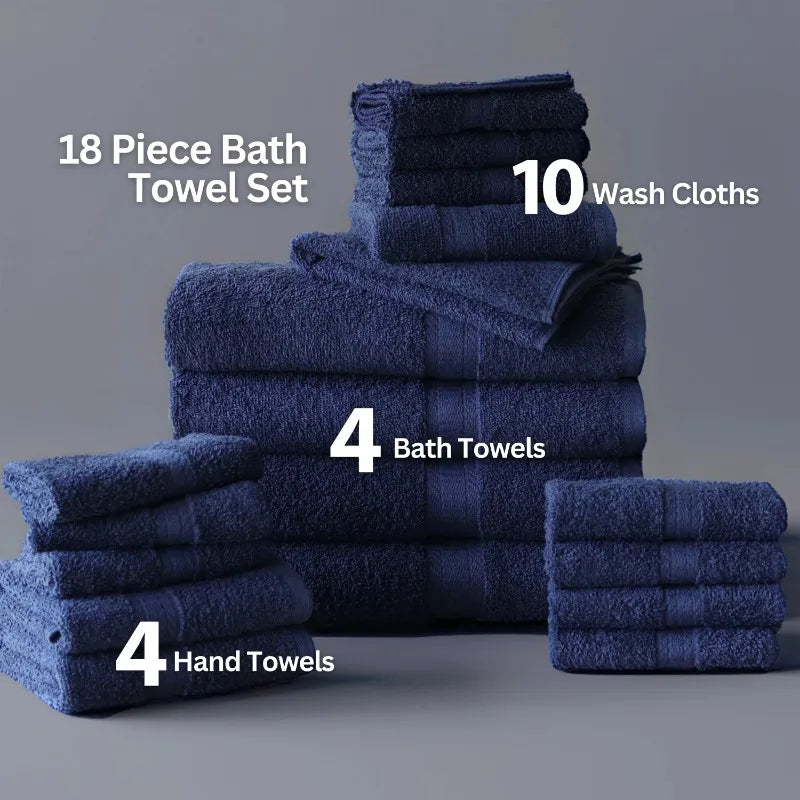 Guangdong 100 Percent Cotton Towel Set 18 Piece Super Absorbent