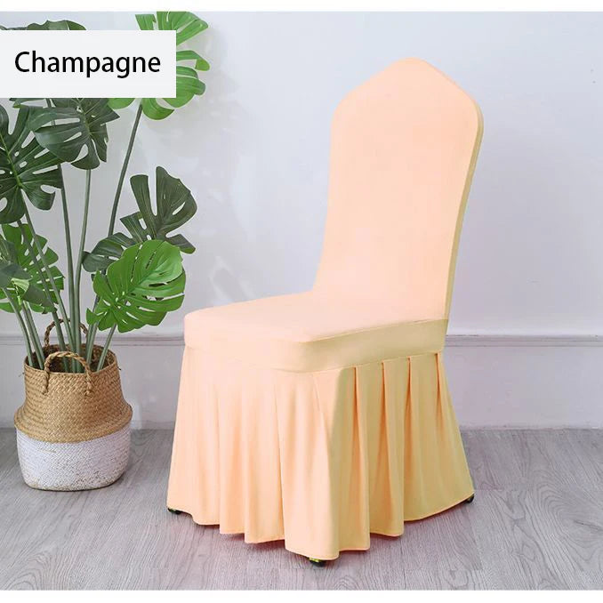 White Chair Covers Pleated Spandex Seat Protectors For Weddings Banquets