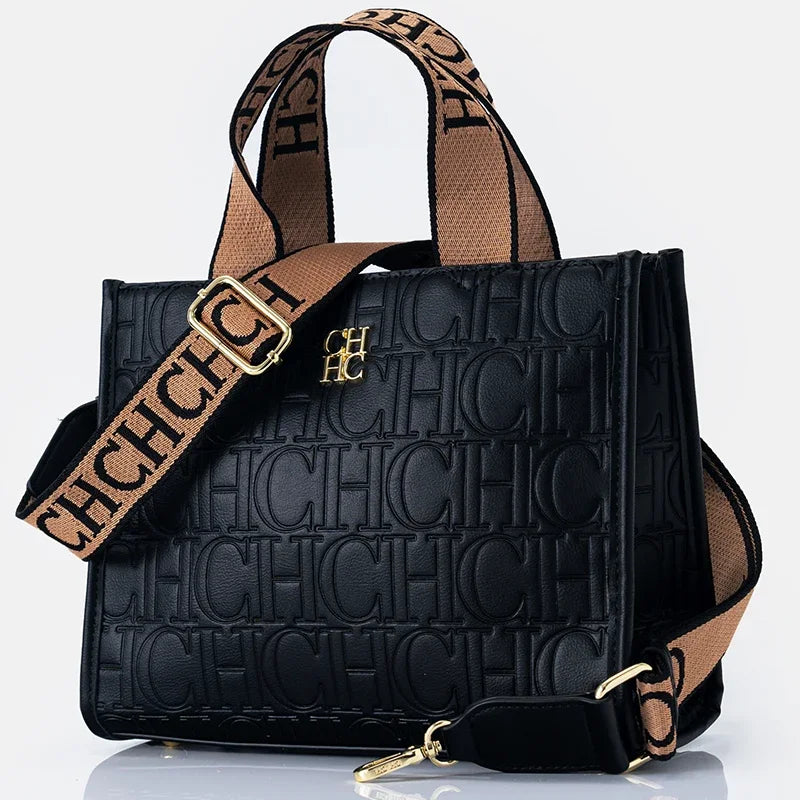 CH Women's PU Leather Designer Handbag Large Capacity Tote