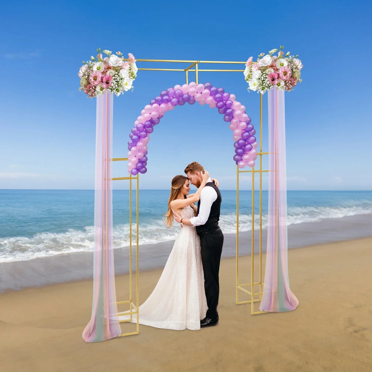 Gold Metal Wedding Arch Stand For Balloons Garden Arbor Decoration