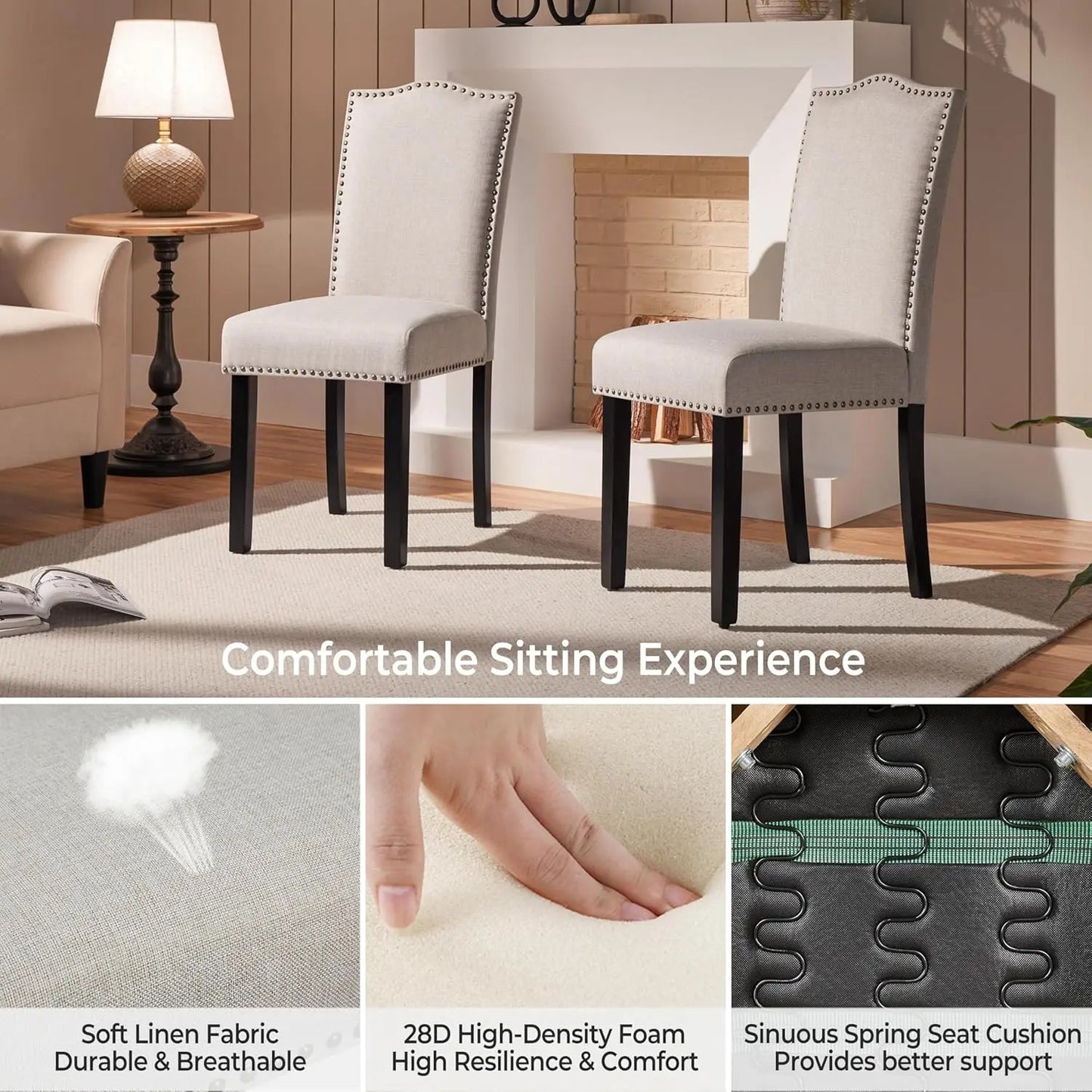Set of 6 Dining Chairs Modern Kitchen Upholstered Seats
