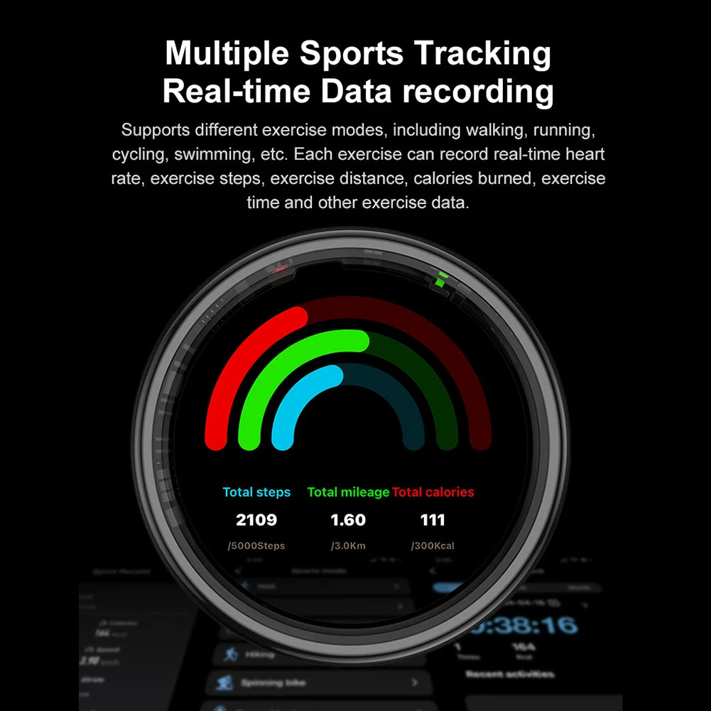 APWIKOGER R11 Smart Ring With Display Blood Oxygen Monitor