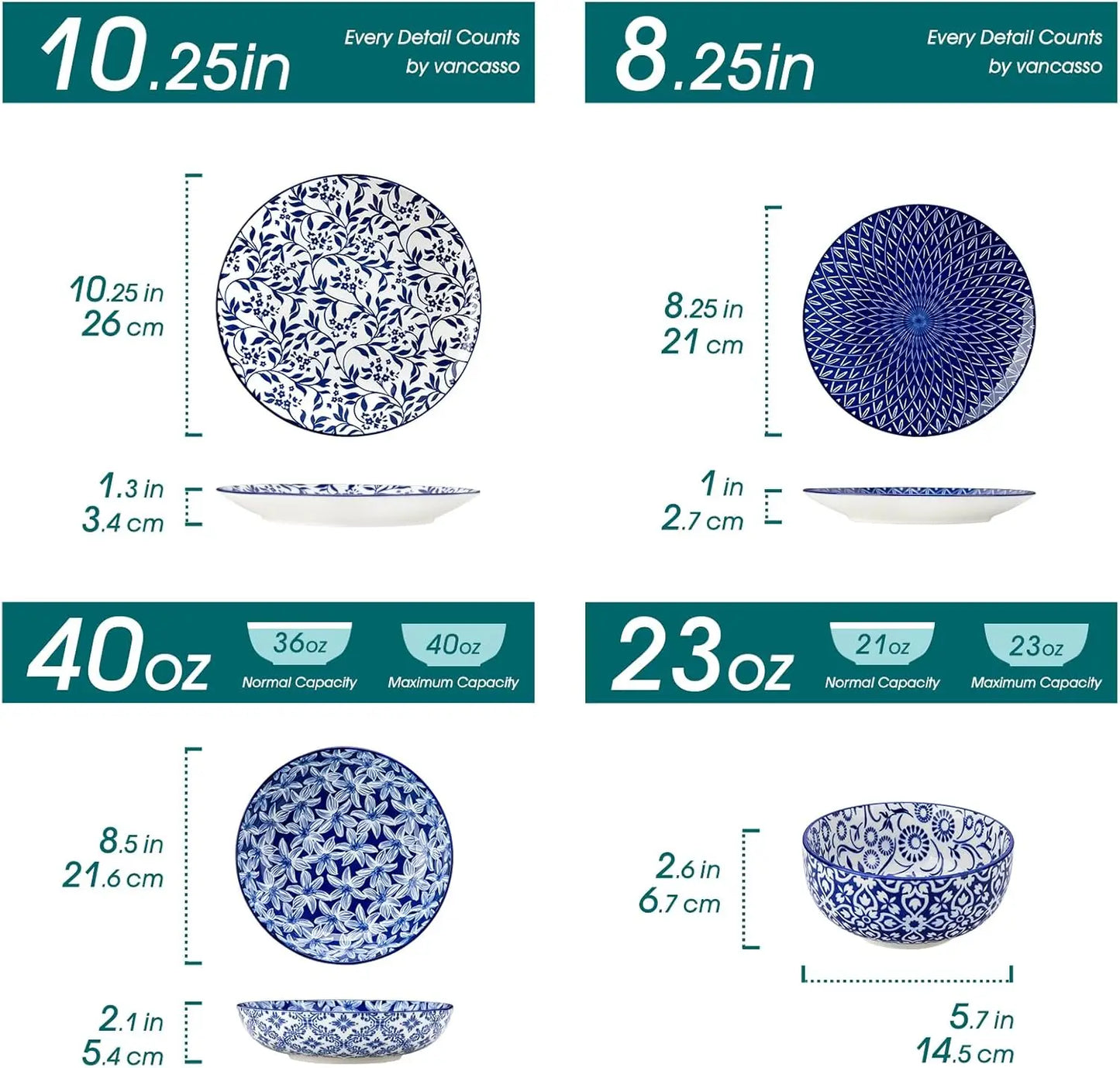 Porcelain 24 Piece Dinnerware Set For 6 Microwave And Dishwasher Safe