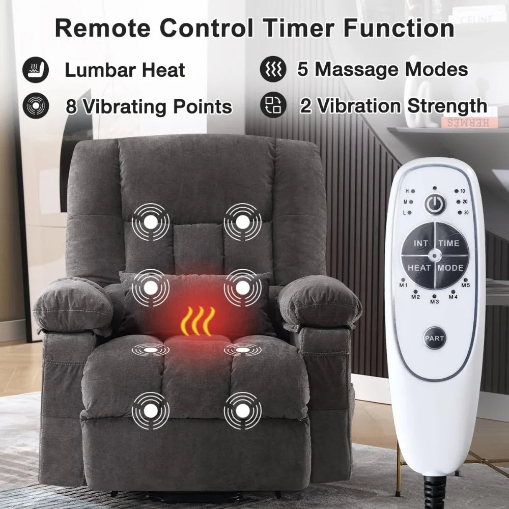 Electric Lift Recliner Chair With Massage And Heating USB Port
