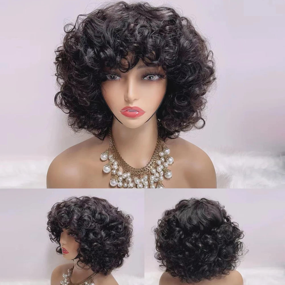 HJ WEAVE BEAUTY 330 Density Brazilian Egg Curl Pixie Wig