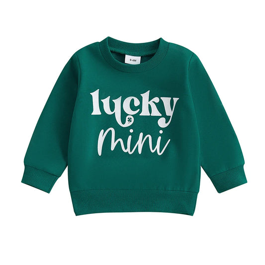 St Patrick Day Family Matching Shamrock Print Sweatshirts For Mom