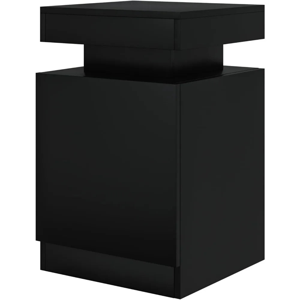 Bedside Table Set Of 2 With LED Storage Cabinet