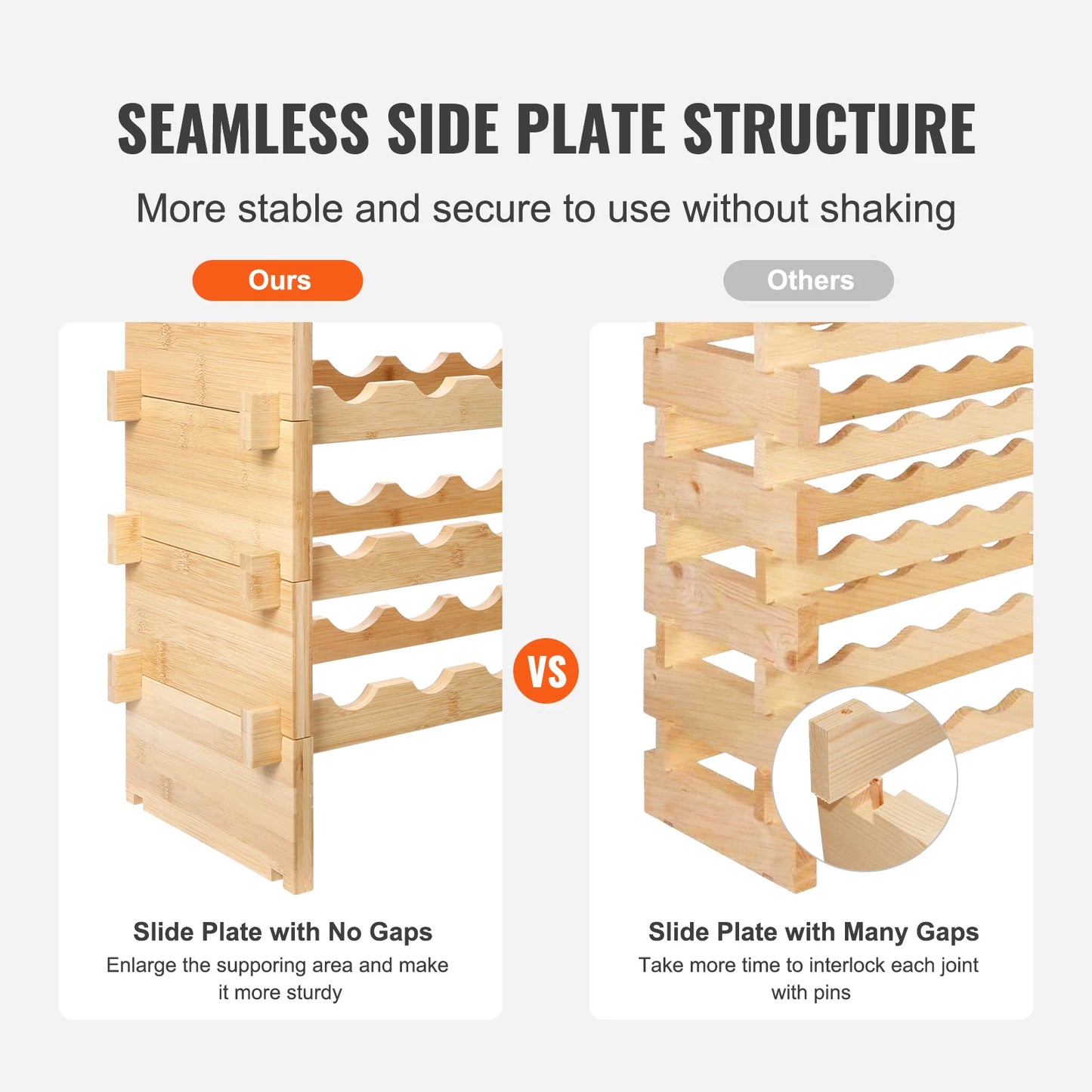 SucceBuy 8 Tier Stackable Bamboo Wine Rack Free Standing