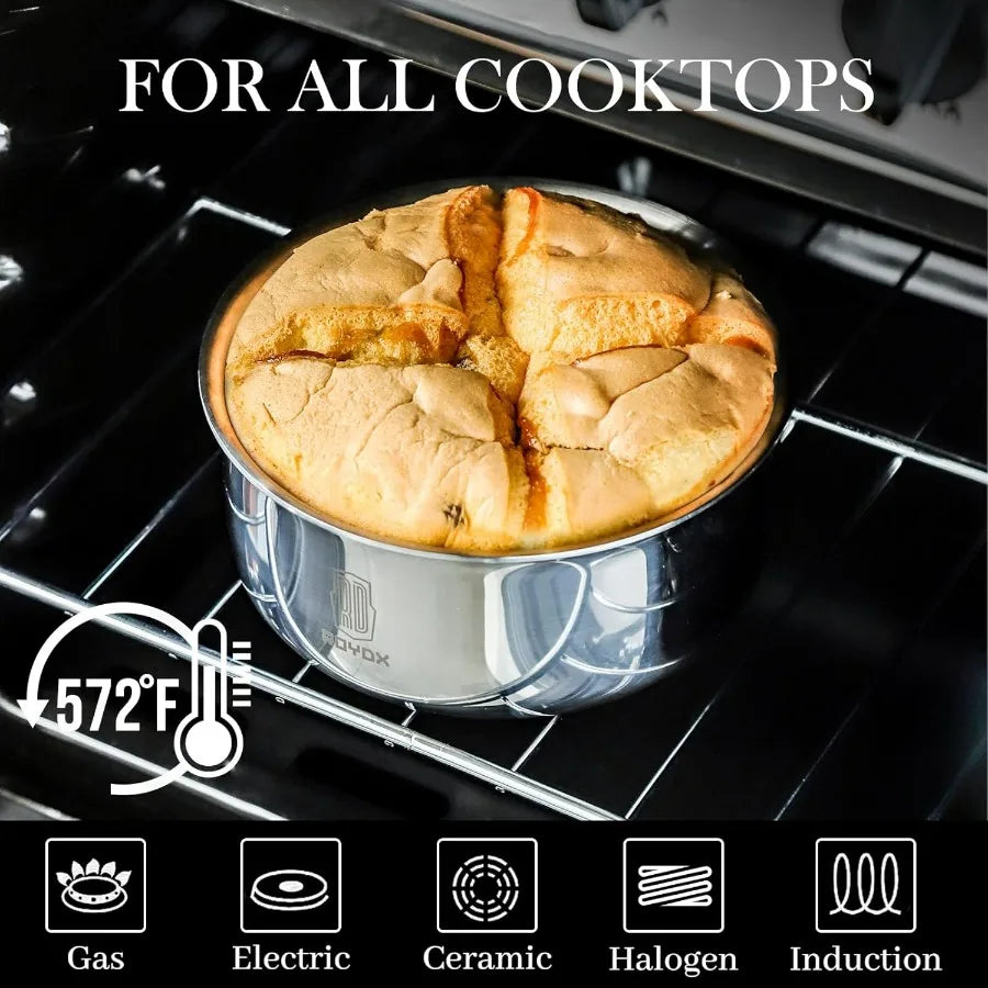 3Ply Stainless Steel Cookware Set With Removable Handles Induction Safe