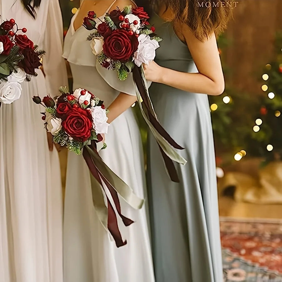 25pcs Artificial Roses With Stems For DIY Wedding Bouquets