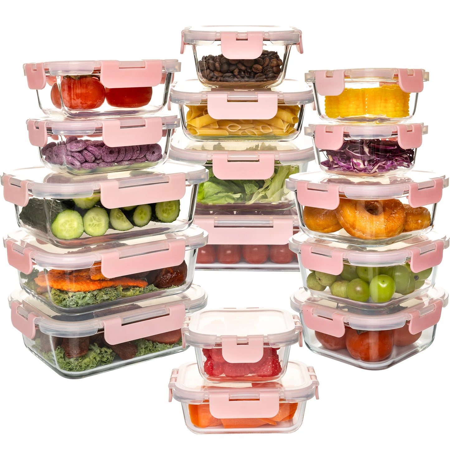 Glass Food Storage Containers Set Leakproof Airtight BPA Free Microwave Safe