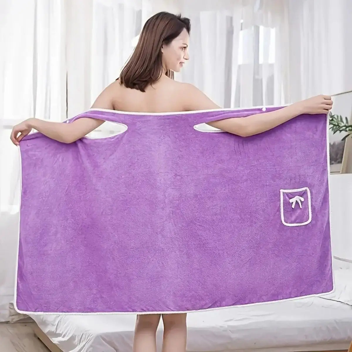 NONECN Womens Wearable Microfiber Bath Towels Quick Dry Spa Gym