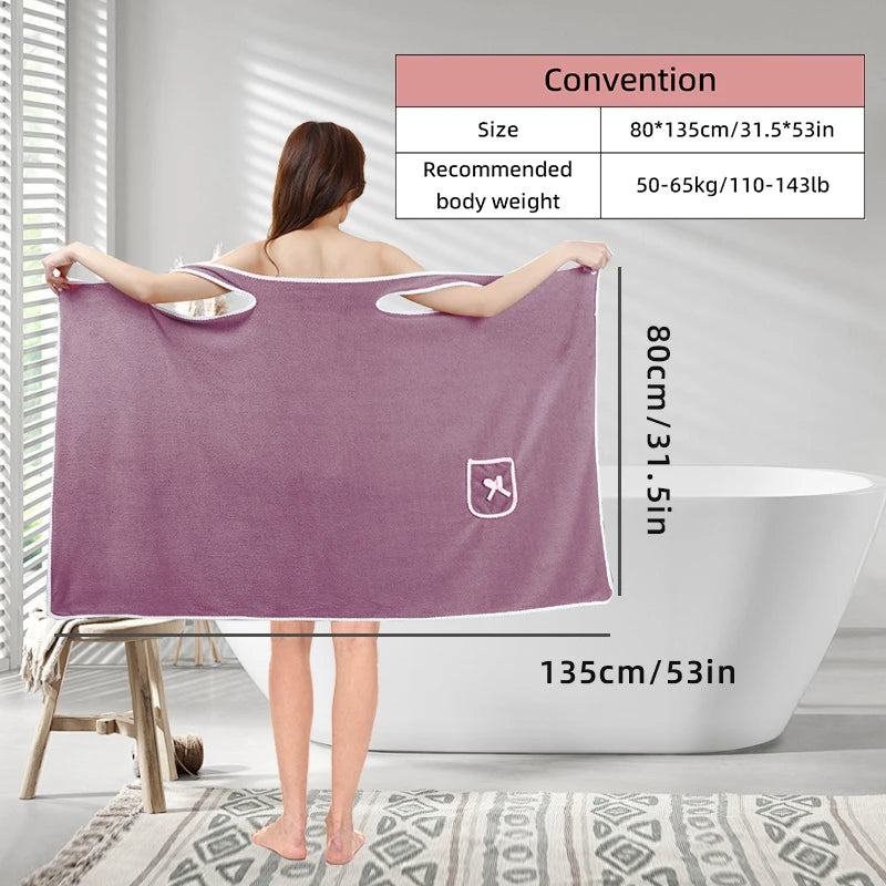 NONECN Womens Wearable Microfiber Bath Towels Quick Dry Spa Gym