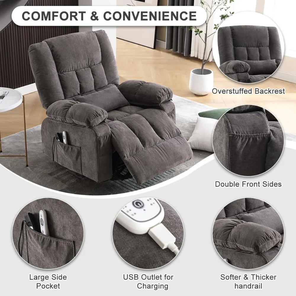 Electric Lift Recliner Chair With Massage And Heating USB Port