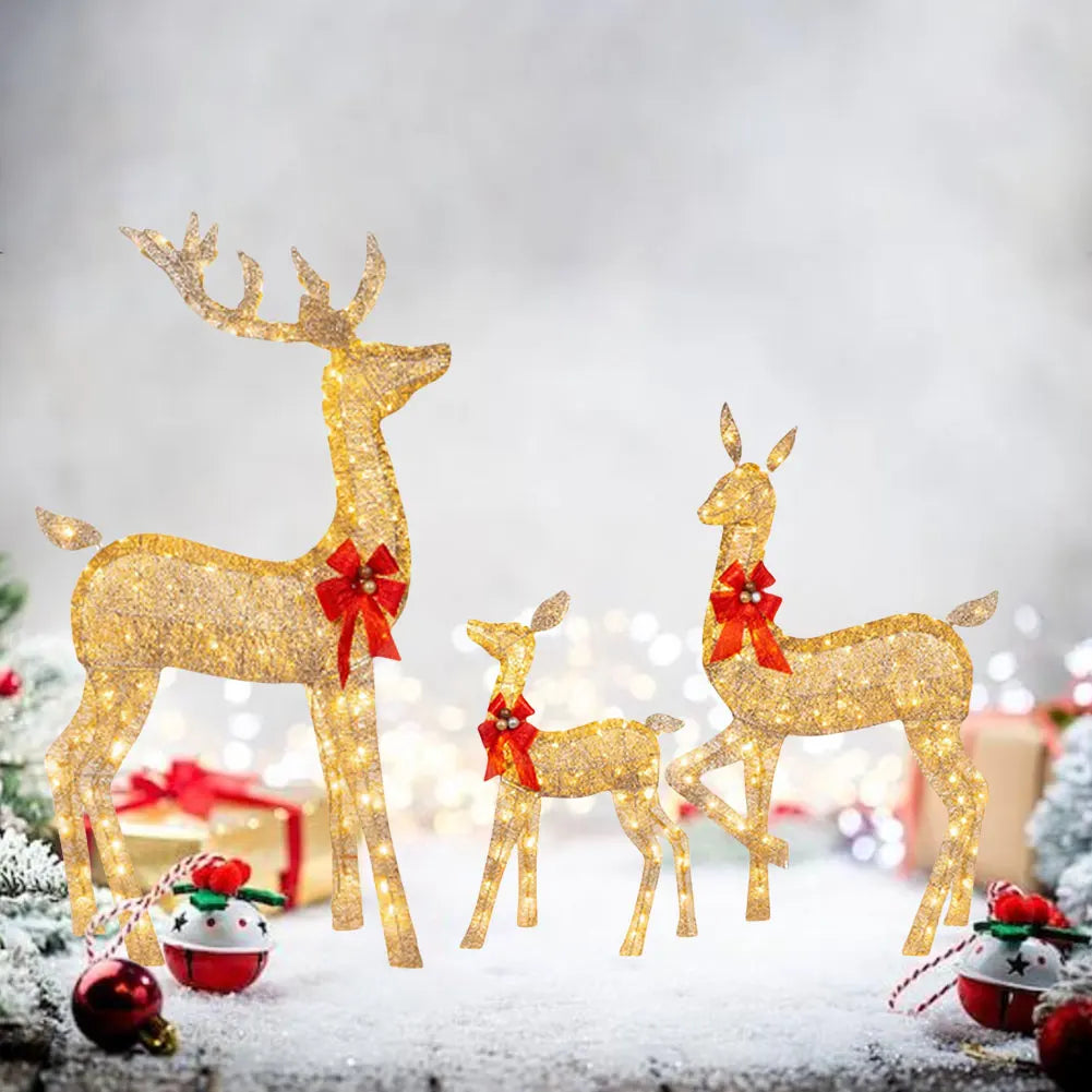 Lighted Christmas Deer Family Decor 3-Piece Set