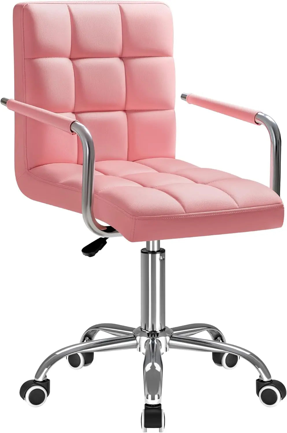 Mid-Back Office Task Chair Ribbed PU Leather Ergonomic