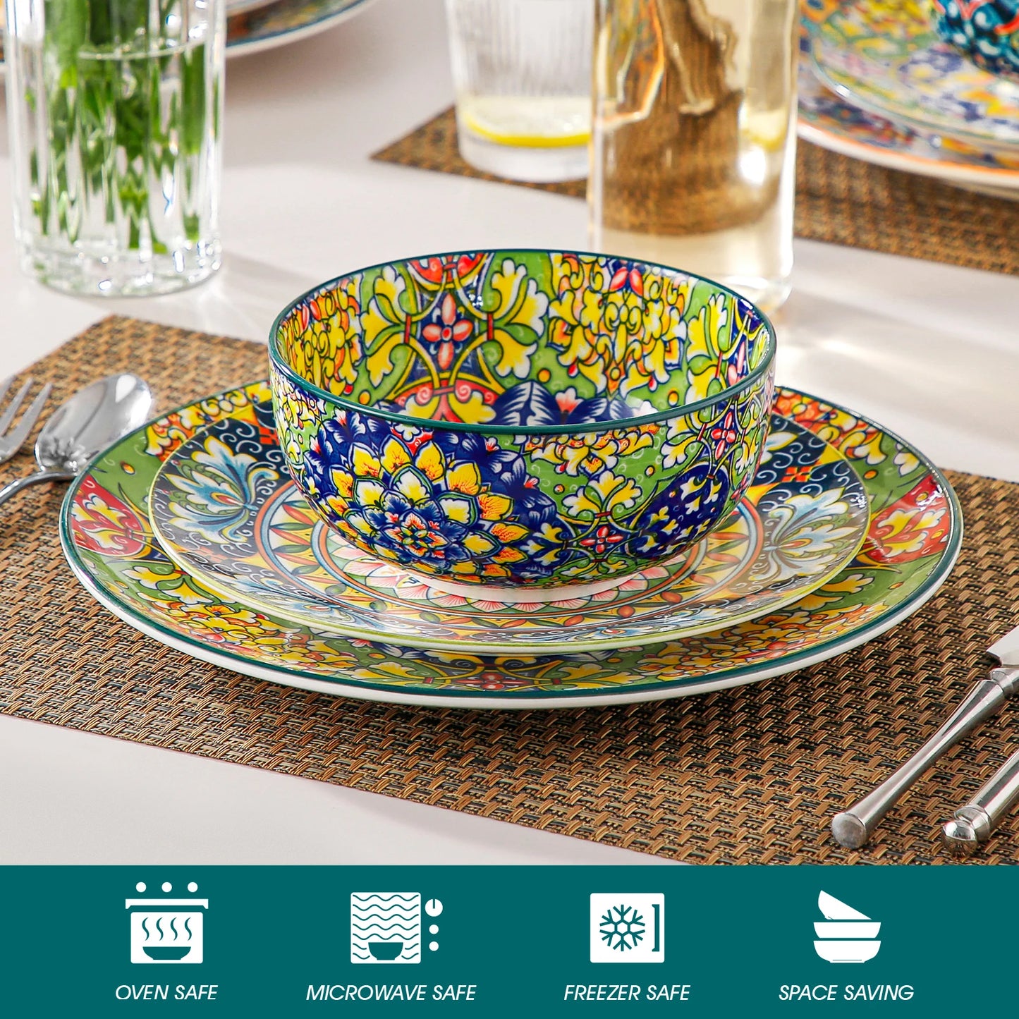 Malacasa Ceramic Cereal Bowls Set For Salad Pasta Rice