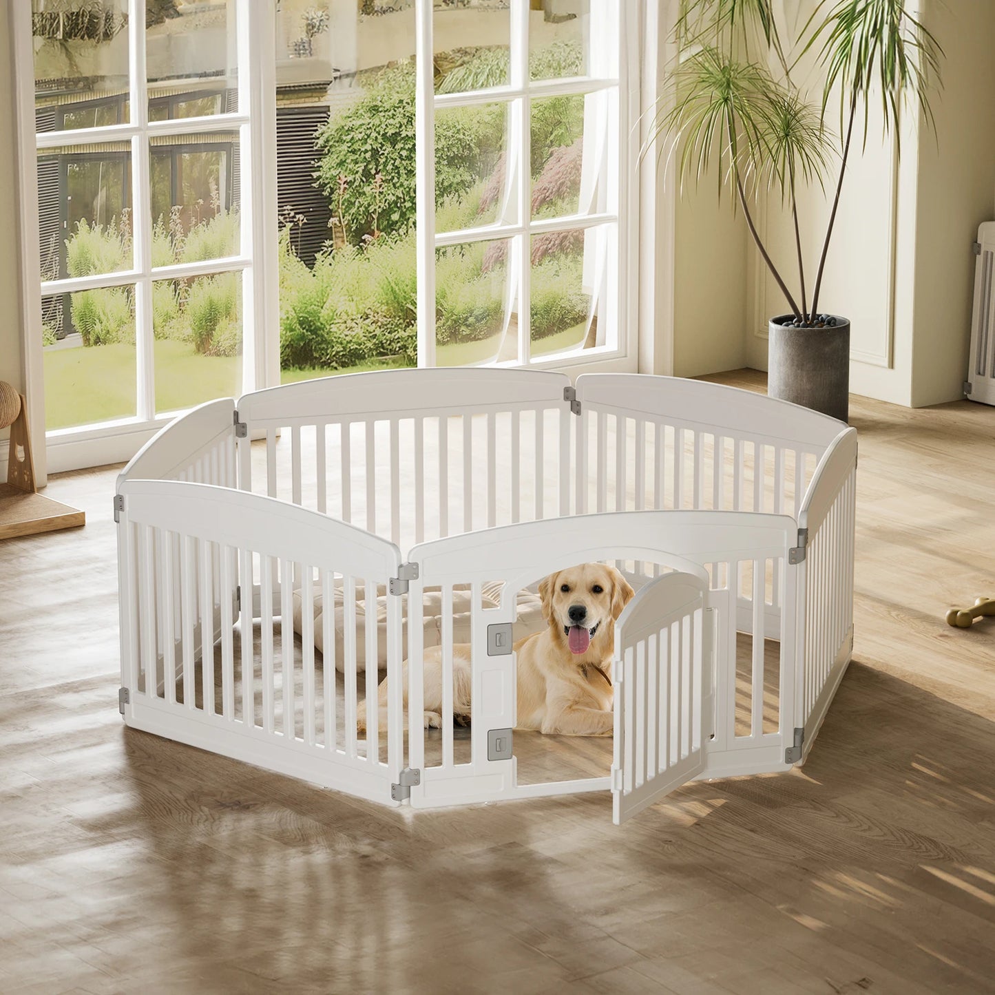 JHK Plastic Dog Playpen Expandable Portable Indoor Outdoor Fence