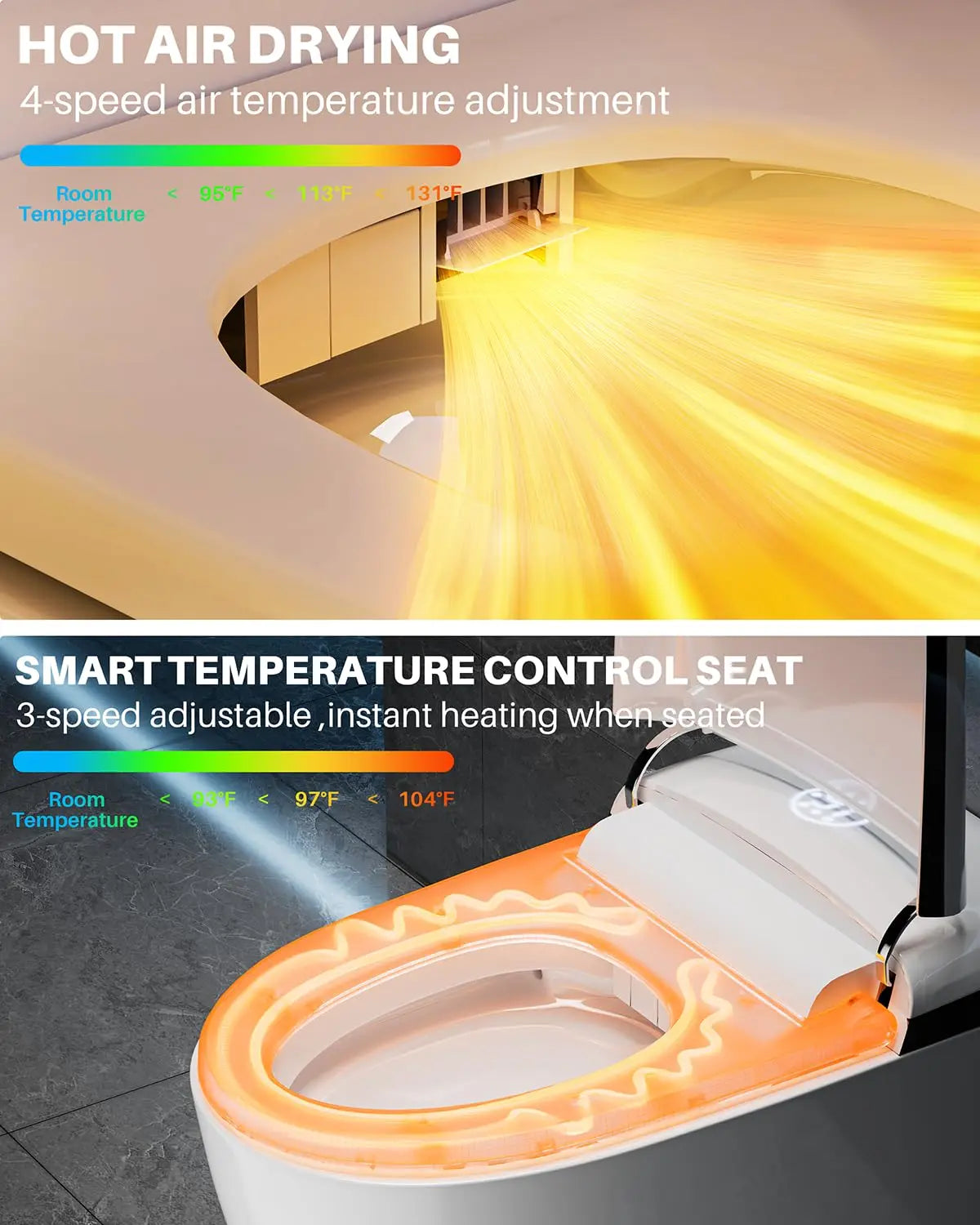 Smart Toilet With Built In Bidet Heated Seat Auto Soft Close Foot Sensor