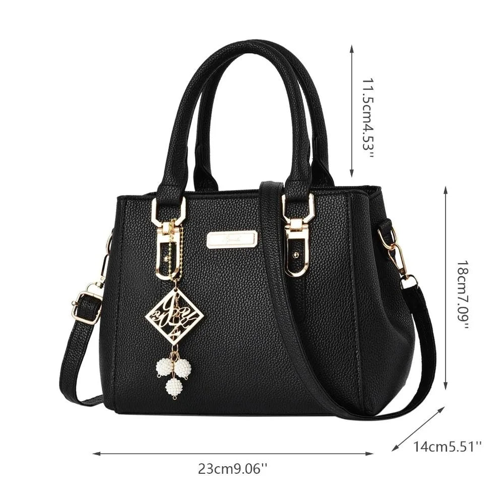 Women PU Leather Shoulder Bag Casual Tote With Large Capacity