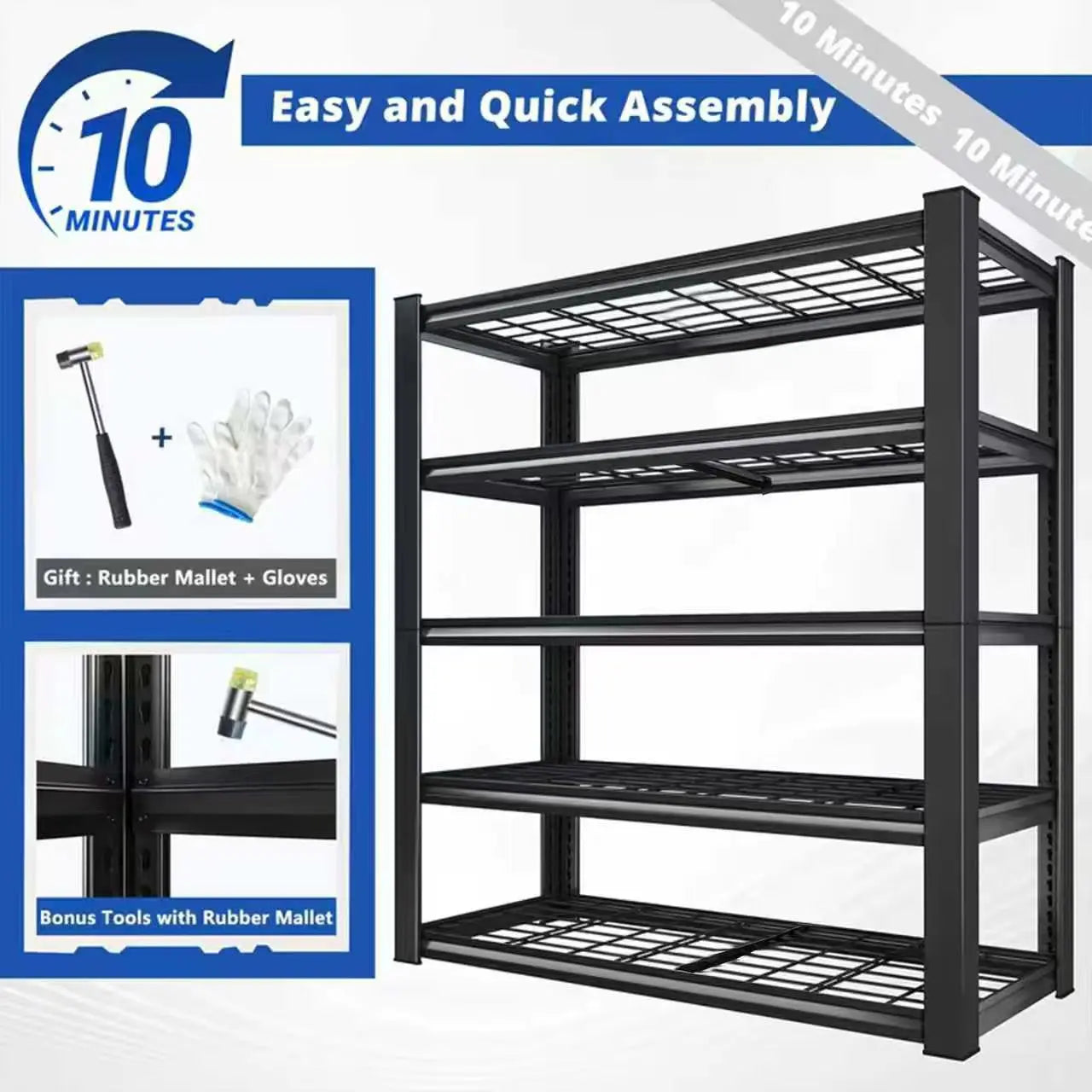 Adjustable Metal Double Layer Column Shelving Rack Commercial Grade Warehouse