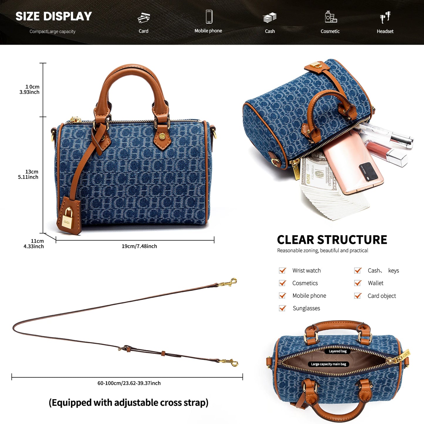 CHCH Womens Shoulder Bag PU Leather Messenger Bag Casual Party
