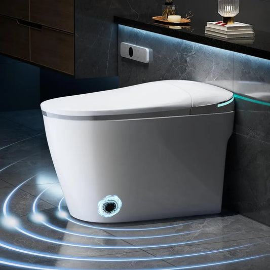 Smart Toilet With Built In Bidet Heated Seat Auto Soft Close Foot Sensor