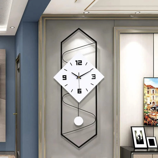 Swing Quartz Silent Wall Clock Modern Metal Pendulum Hook