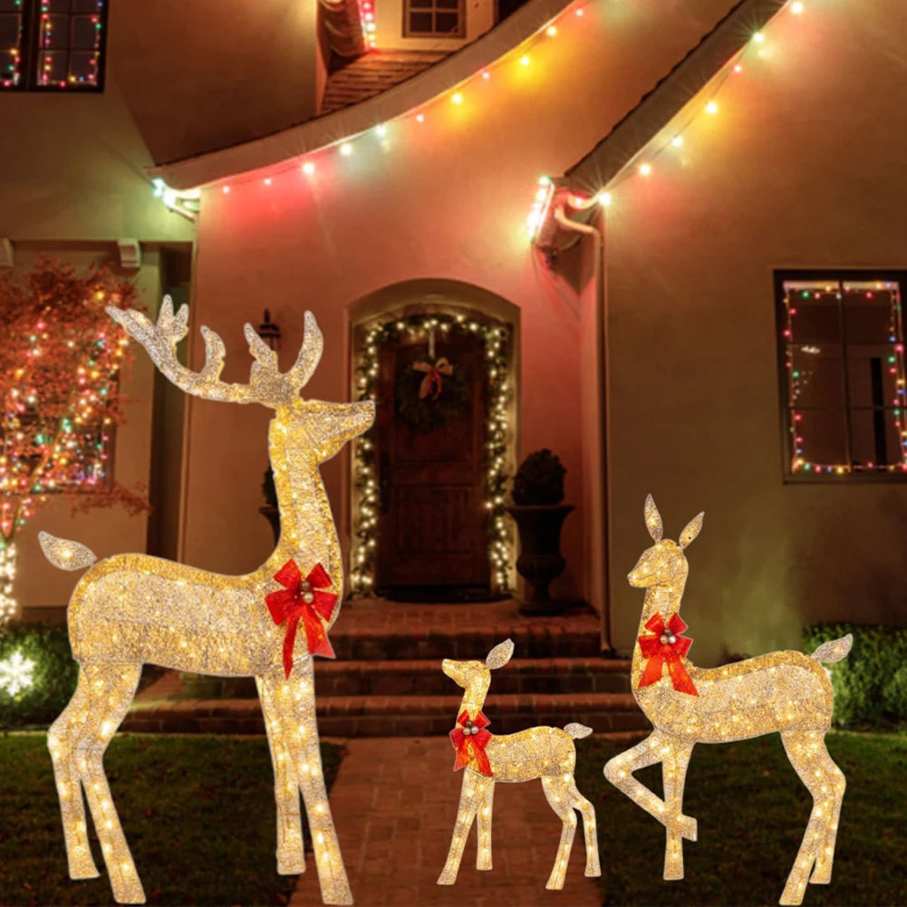Lighted Christmas Deer Family Decor 3-Piece Set
