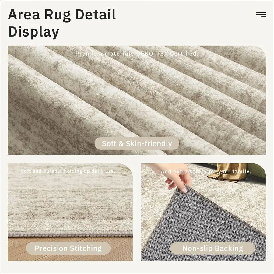 Wool Striped Area Rug With Non Slip Backing Pet Friendly