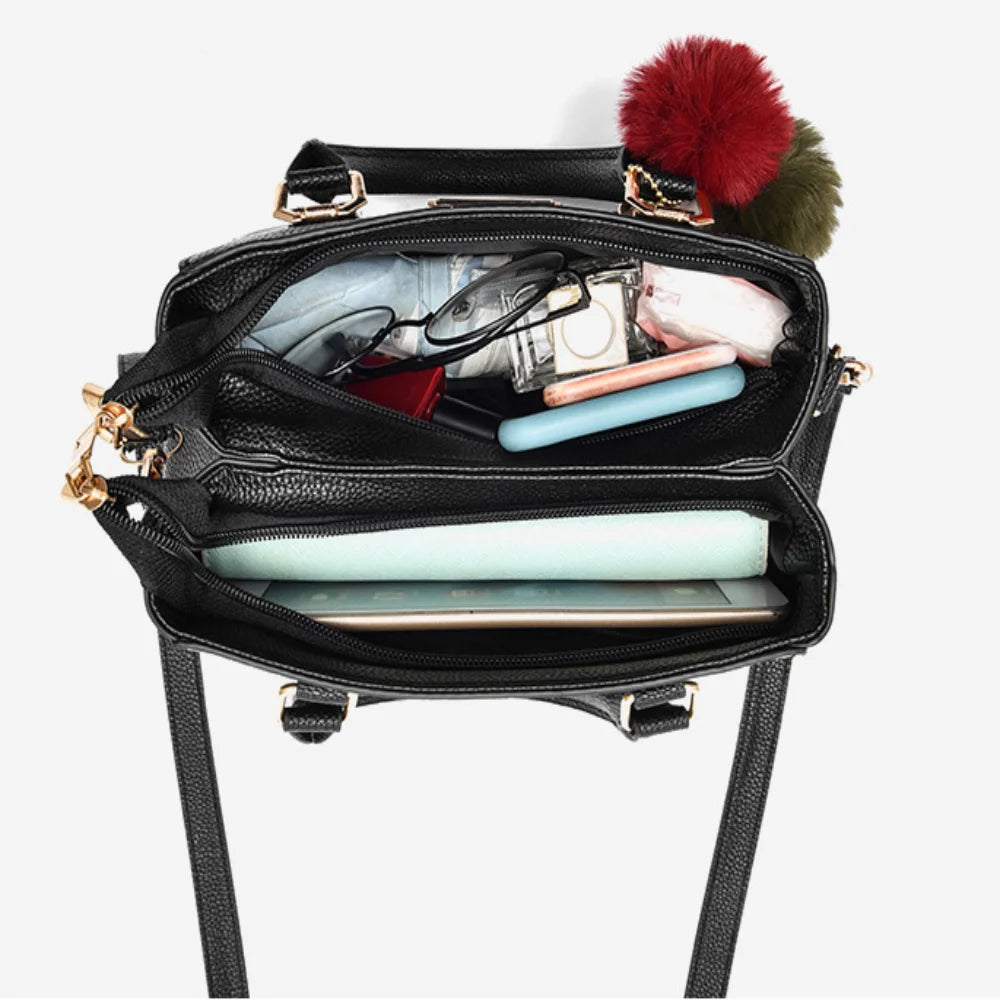 Women PU Leather Shoulder Bag Casual Tote With Large Capacity