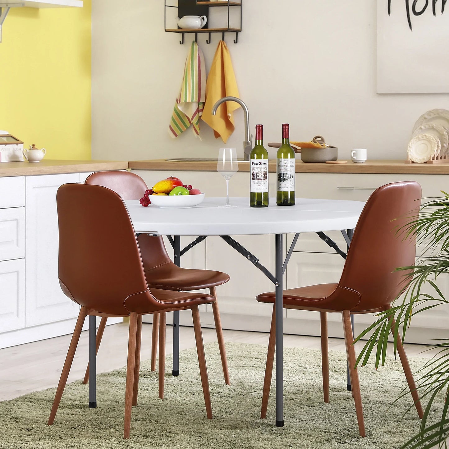 Round Folding Card Table Indoor Outdoor Portable Plastic Camping Table