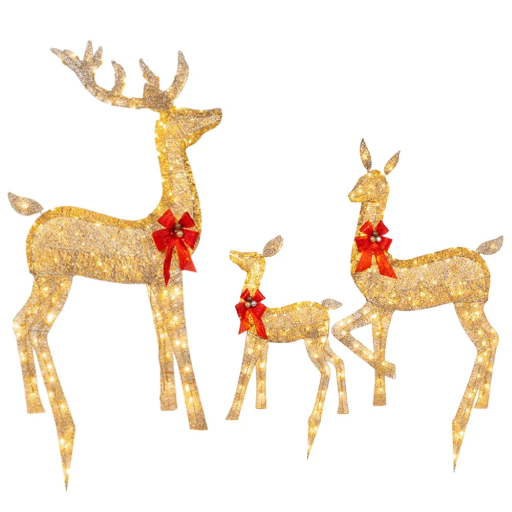 Lighted Christmas Deer Family Decor 3-Piece Set