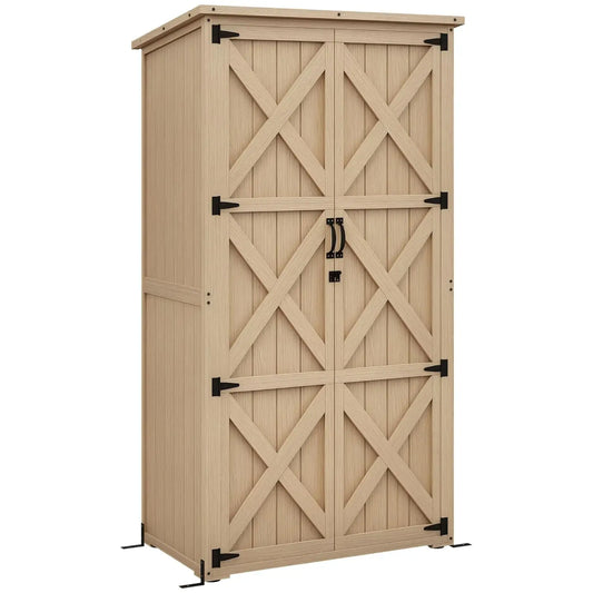HUANZHUANG Wooden Garden Shed Outdoor Storage Cabinet With Waterproof Roof
