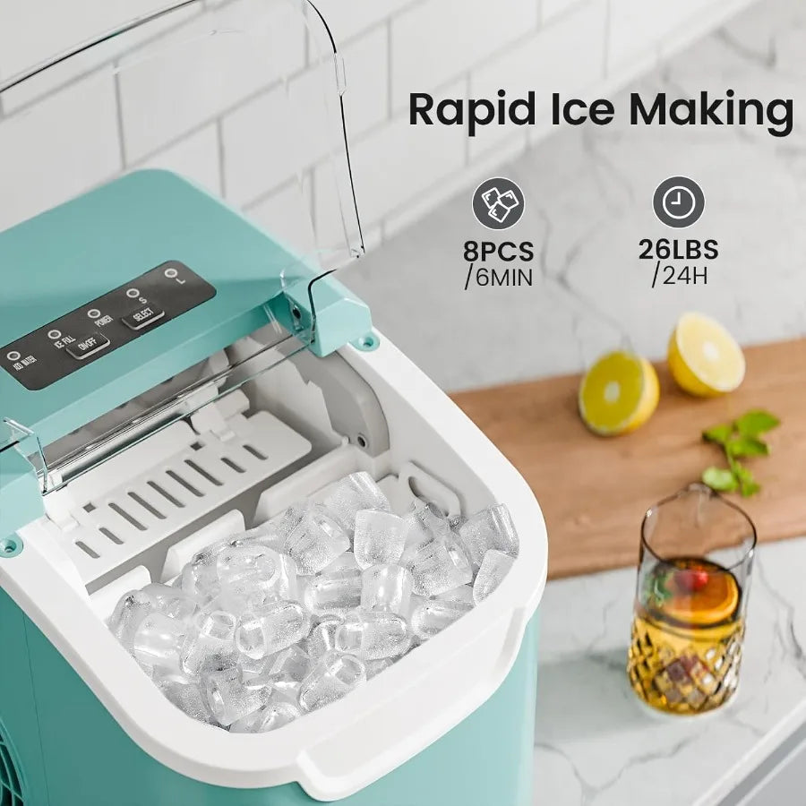 XMSJ Portable Ice Maker Handle 8 Cubes In 6 Minutes